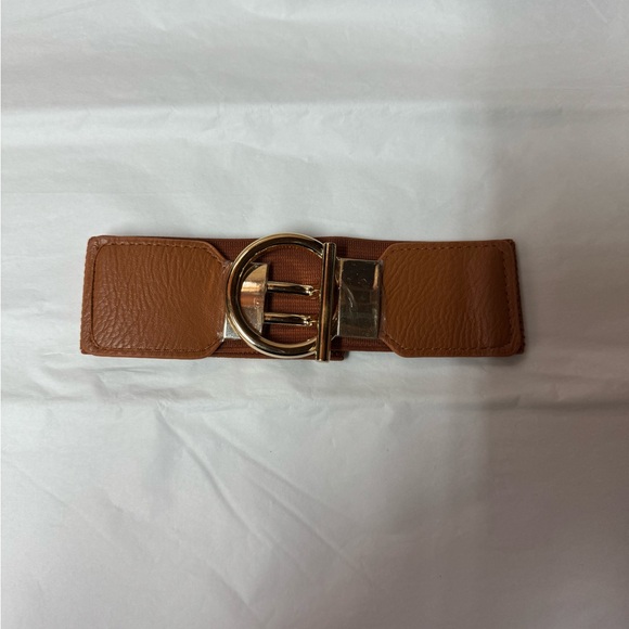 Brown Ring Metal Buckle Elastic Belt - Picture 6 of 7